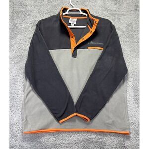 Ducks Unlimited Men's Fleece Pullover Dark Gray and Orange 1/4 Snap Logo XL